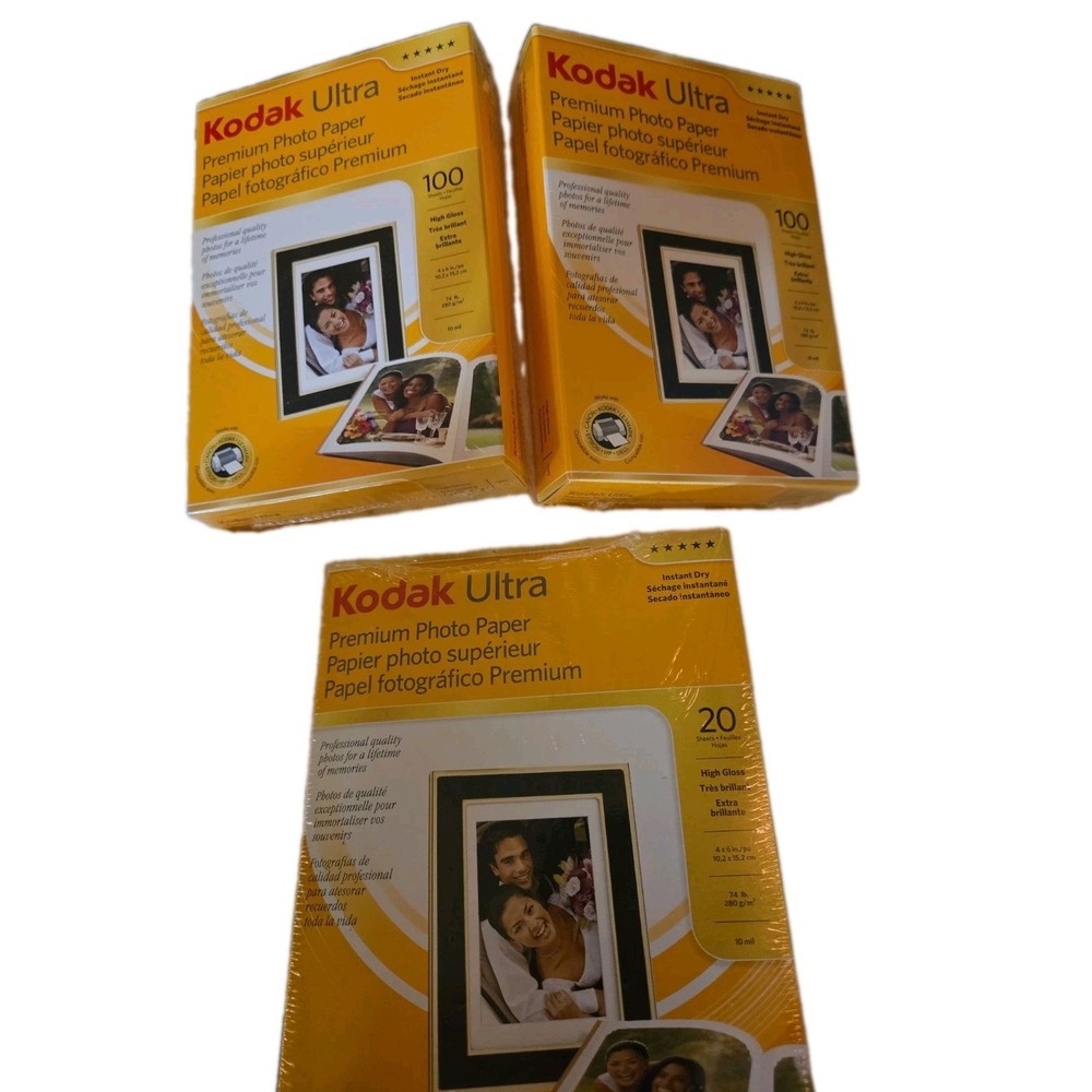 VTG Kodak‎ Ultra 4" x 6" Premium Photo Paper 100 Sheets(2) + 20.  Total: 220 NEW